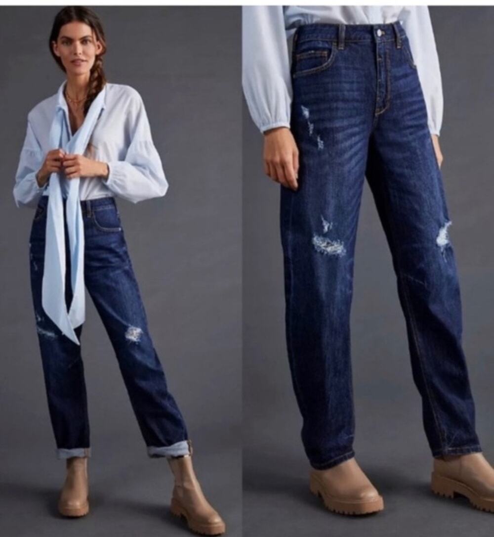 Pilcro Anthropologie The Bow Boyfriend Barrel Jeans NWT - Picture 1 of 6